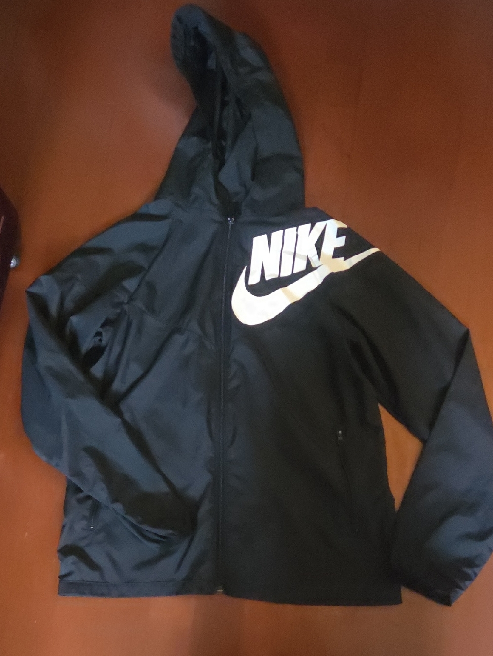 Nike Black Jacket with White Swoosh and Logo